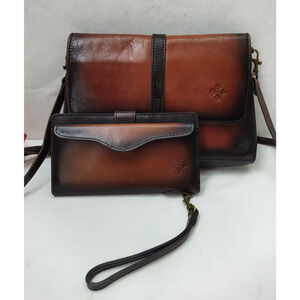 Patricia Nash Tijola Stained Veg Tan Leather Crossbody Bag With Matching Wallet